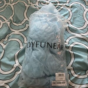 Light blue sheer homecoming dress with sheer scarf!